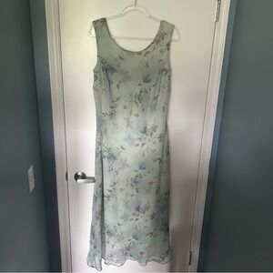 Vanessa Stevens Vintage 90s Straight Line Floral Chiffon Overlay Pastel Dress